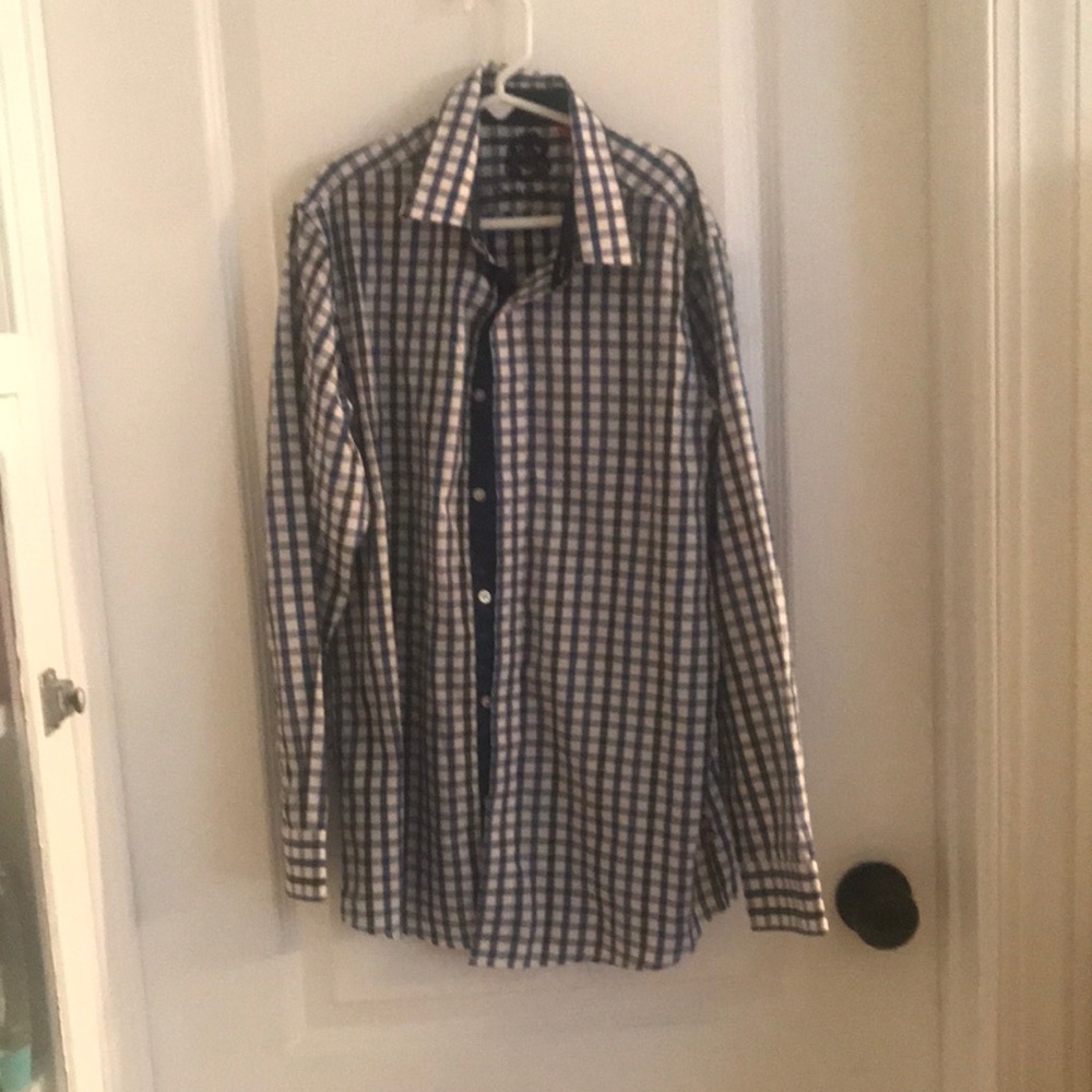 English Button down Oxford-plaid- boys size 16
